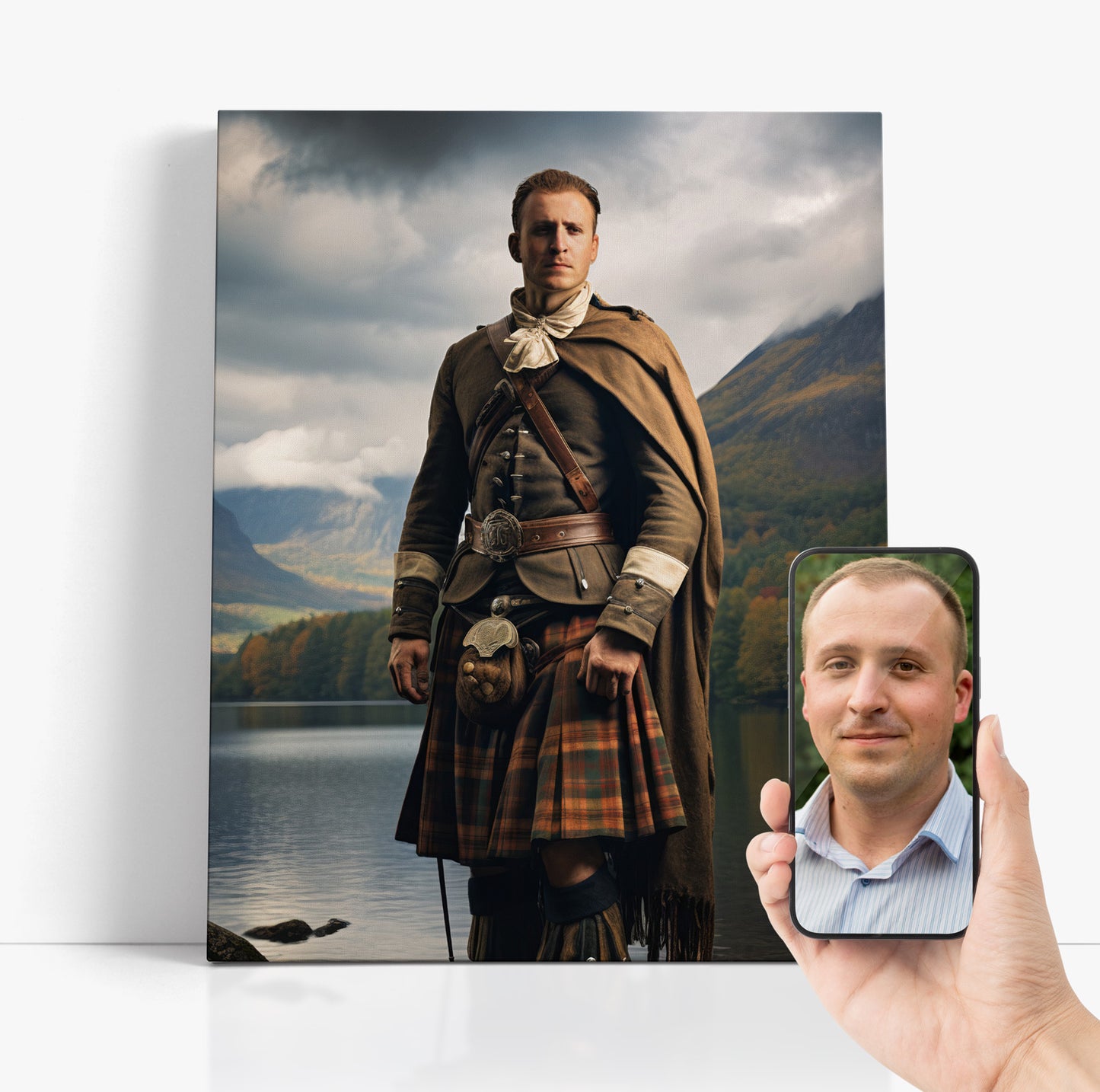 "The Scottish Highlander" canvas: See a preview of your personalized portrait before ordering.