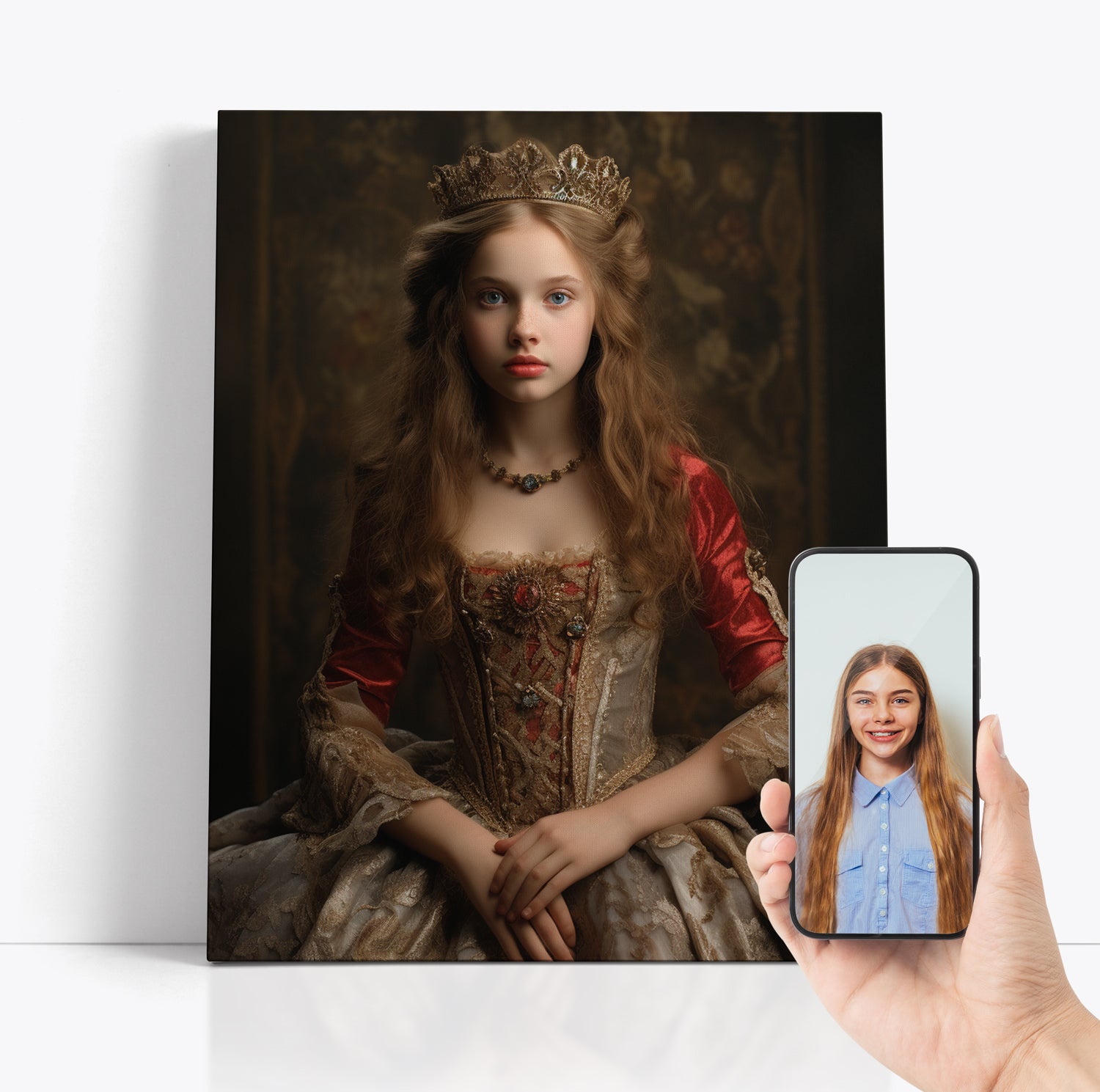 "The Young Princess" custom canvas print: See your child as royalty with our personalized portrait service, a treasured
