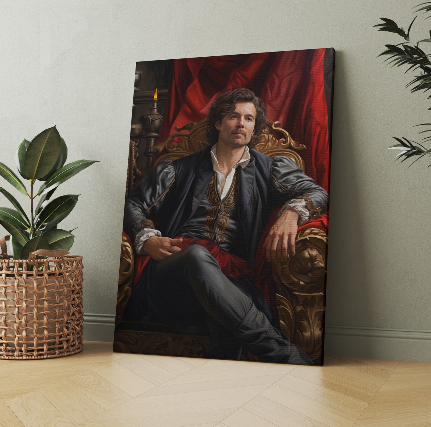 "The Lord" canvas print featuring a portrait of a gentleman seated on an ornate throne. Classic art style.