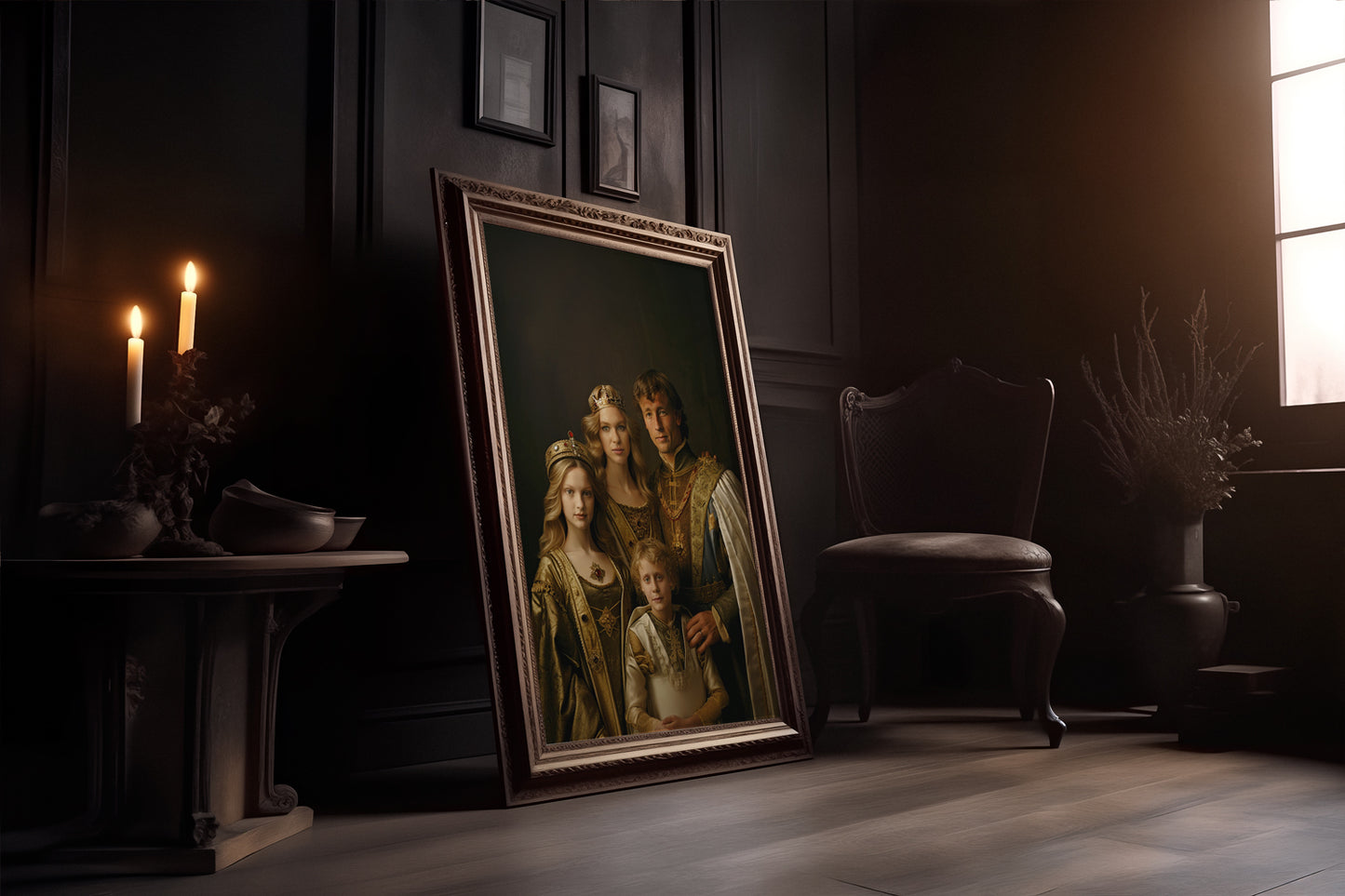 Elegant "Young Royal Family Portrait" conveys tradition & heritage with its old-world aesthetic. Perfect regal home decor.