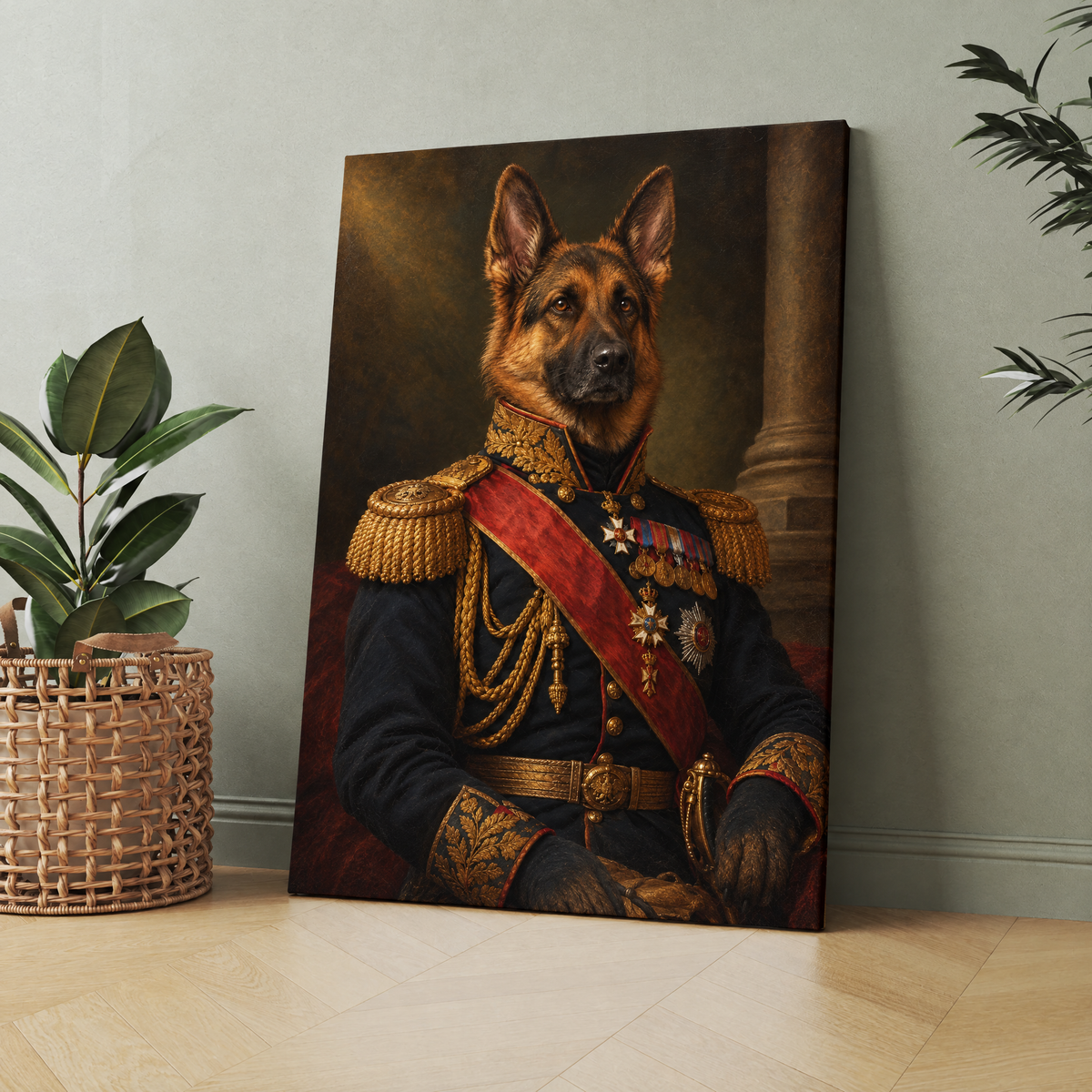 The Pet General custom pet portrait printed on canvas, personalized gift idea for pet lovers