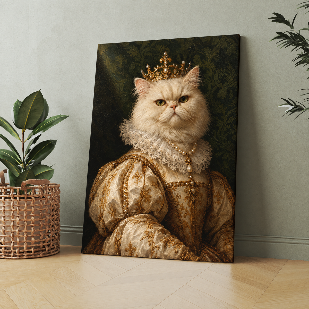 The Pet Queen custom pet portrait printed on canvas, personalized gift idea for pet lovers