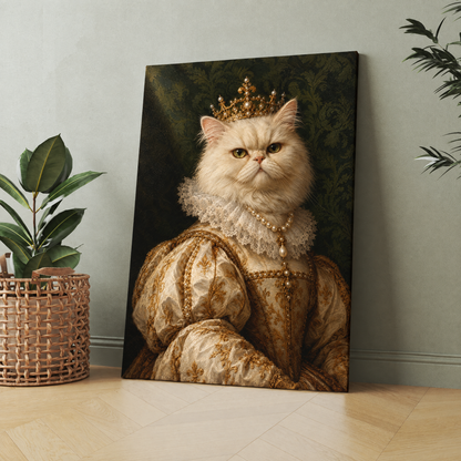 The Pet Queen custom pet portrait printed on canvas, personalized gift idea for pet lovers