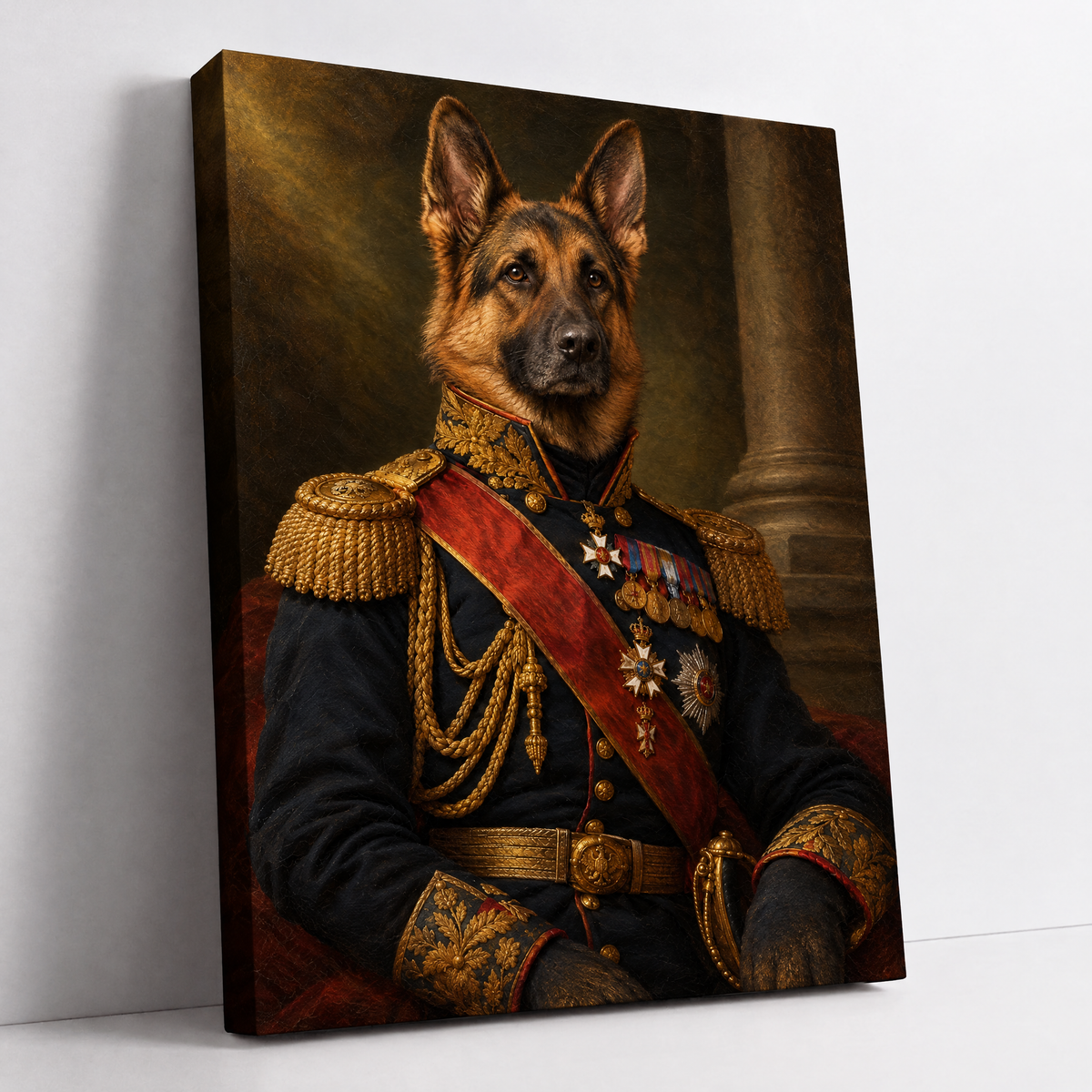 The Pet General – custom military pet portrait from your photo, dog as a general in uniform with medals