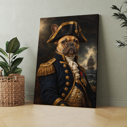 The Pet Admiral custom pet portrait printed on canvas, personalized gift idea for pet lovers