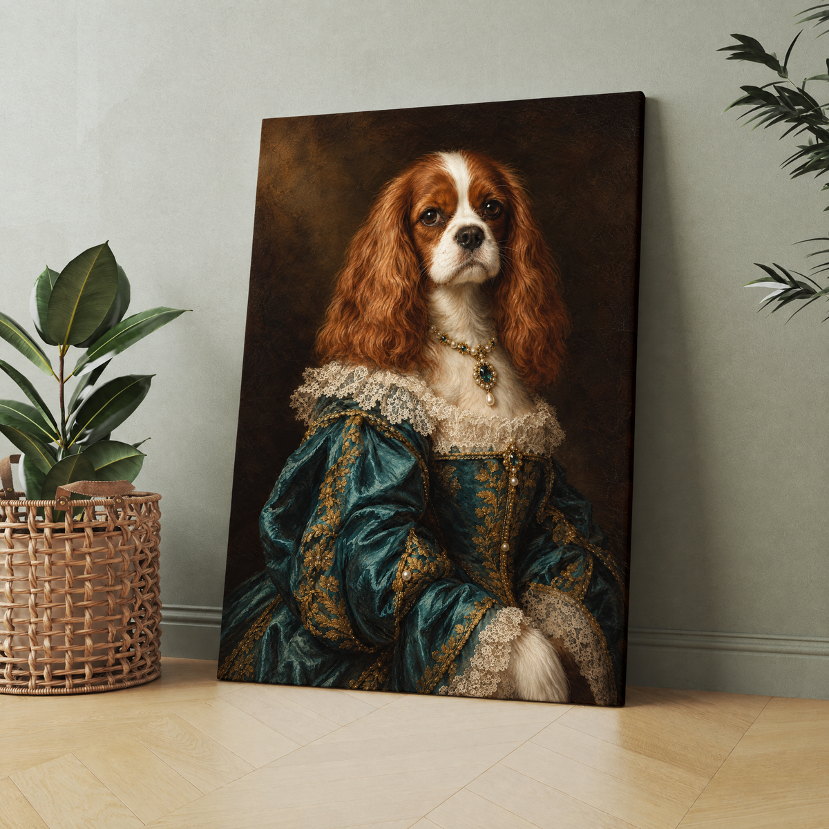 The Pet Duchess custom pet portrait printed on canvas, personalized gift idea for pet lovers
