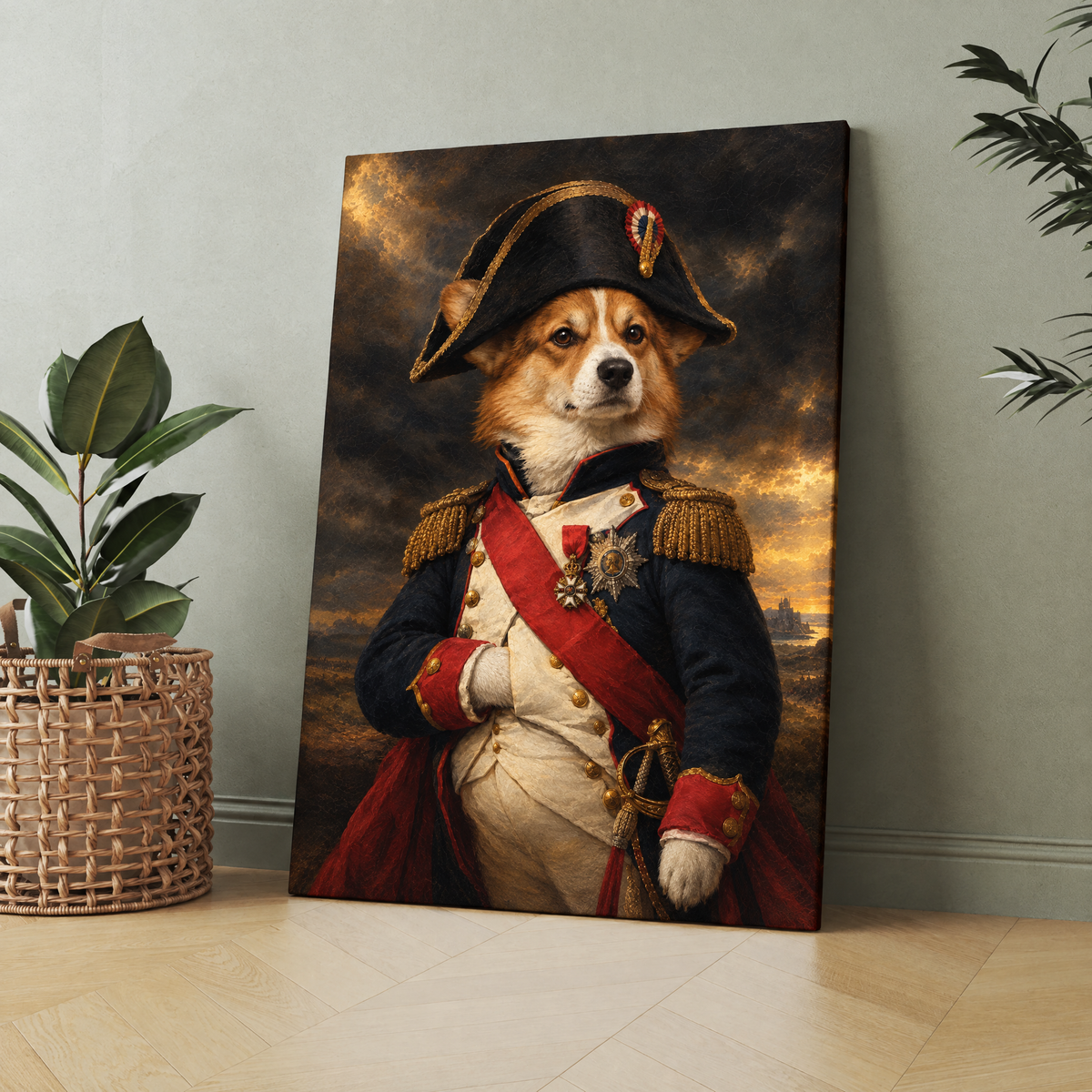 The Pet Napoleon custom pet portrait printed on canvas, personalized gift idea for pet lovers
