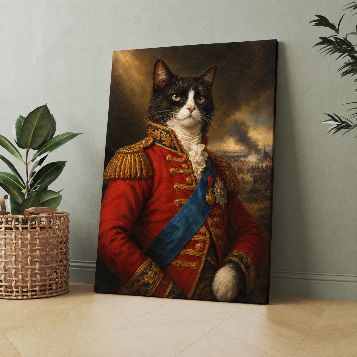 The Cat General custom cat portrait printed on canvas, personalized gift idea for cat lovers