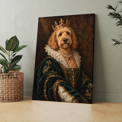 The Pet Empress custom dog portrait printed on canvas, personalized gift idea for dog lovers