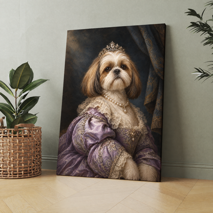 The Dog Princess custom dog portrait printed on canvas, personalized gift idea for dog lovers