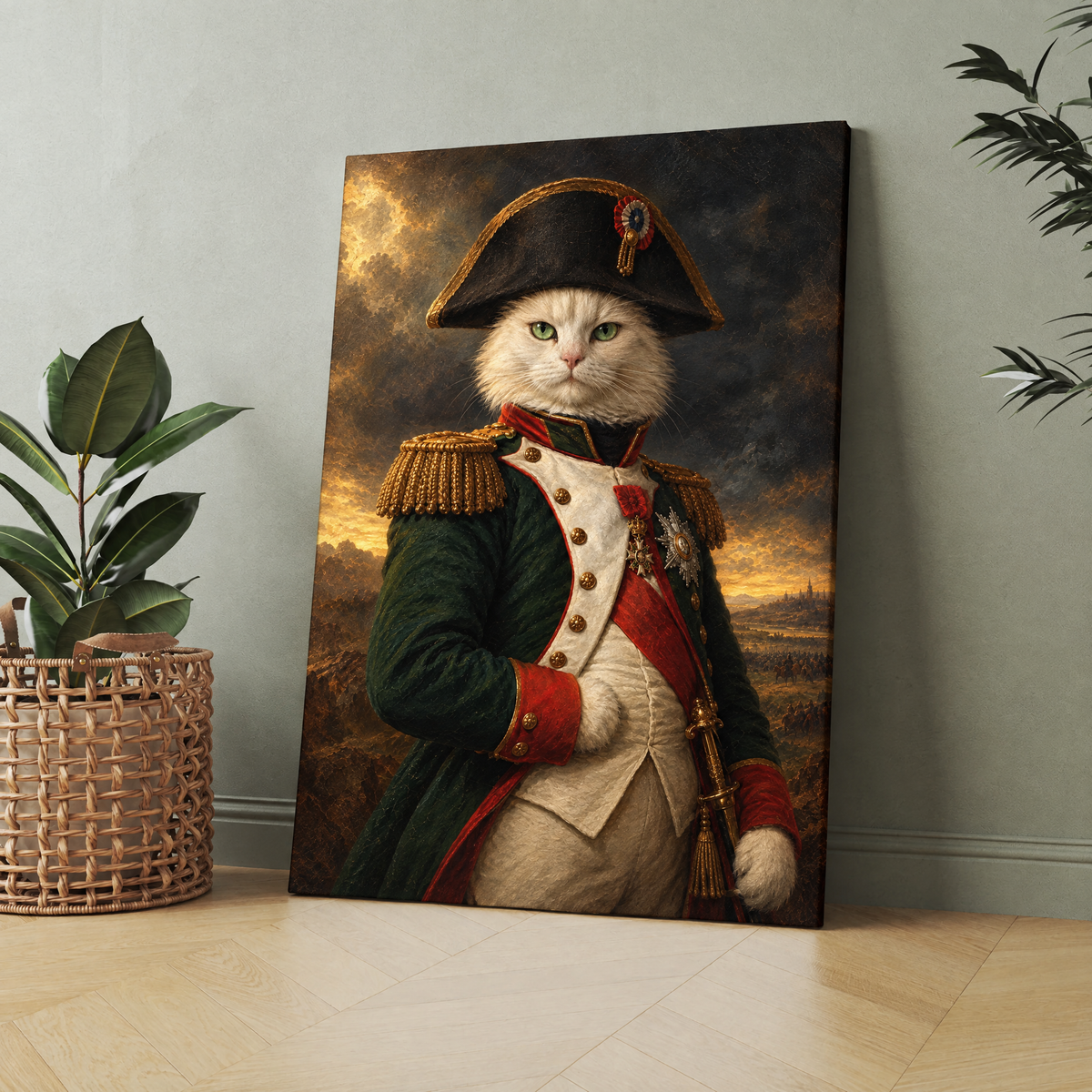 The Cat Napoleon custom cat portrait printed on canvas, personalized gift idea for cat lovers