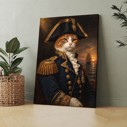 The Cat Admiral custom cat portrait printed on canvas, personalized gift idea for cat lovers