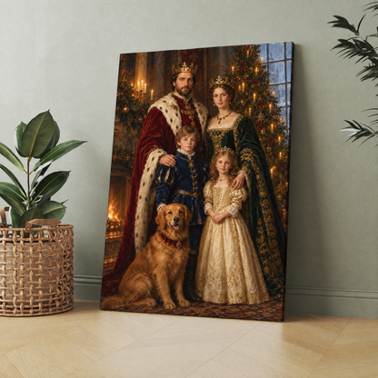 The Royal Christmas Family custom portrait printed on canvas, personalized Christmas gift for families
