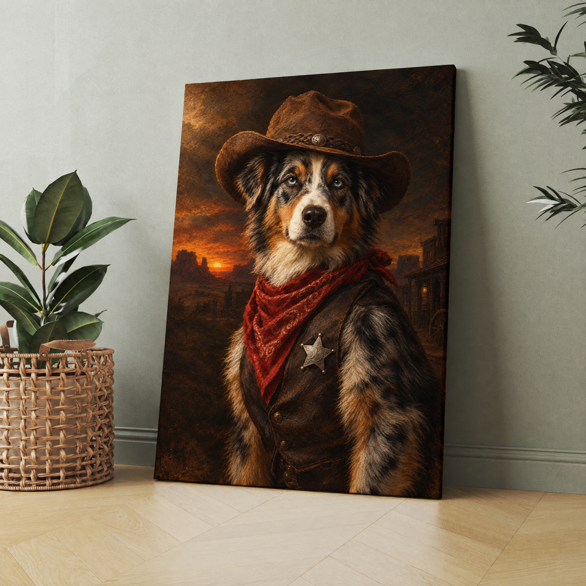 The Pet Sheriff custom dog portrait printed on canvas, personalized gift idea for dog lovers